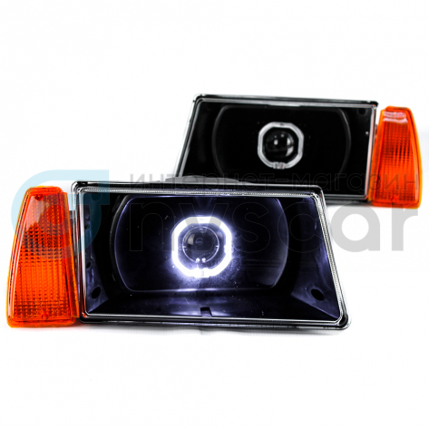 Фары передние тюнингованные "квадратные глазки" ВАЗ 2108-099 (черные)