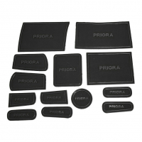 Силиконовые коврики на панель приборов Лада Приора (черные) (pg1990)