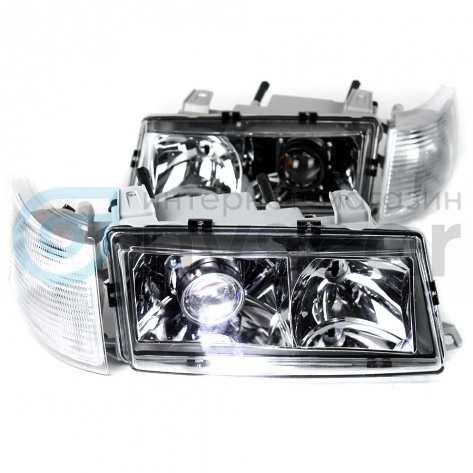 Фары передние BI-LED (хром) ВАЗ 2110, 2111, 2112 (белый повторитель)