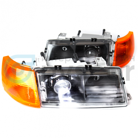 Фары передние BI-LED (черные) ВАЗ 2110, 2111, 2112 (оранжевый повторитель)