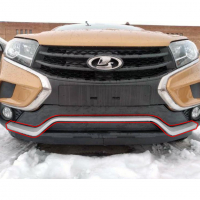 Накладка нижней решетки переднего бампера Лада Икс-рей Кросс (серебряная)