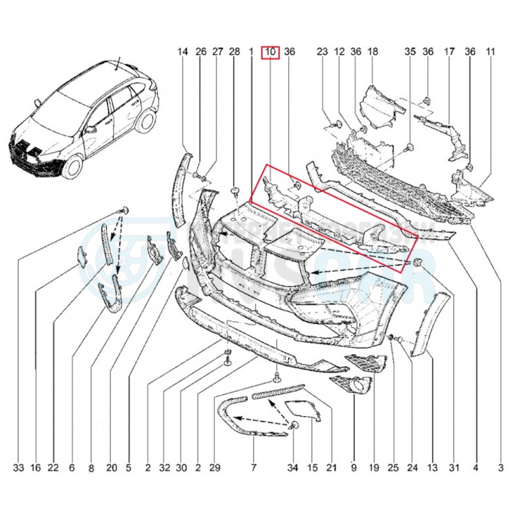 Усилитель переднего бампера Лада Икс-рей Кросс купить по низкой цене в ...