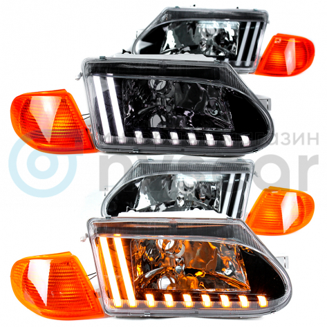 Фары передние в стиле "Audi" ВАЗ 2113, 2114, 2115 (оранжевый повторитель)
